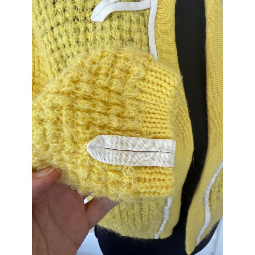 Vintage 50's Serbin Yellow Wool Womens Cardigan Sweater Yellow Siz M - Picture 10 of 14